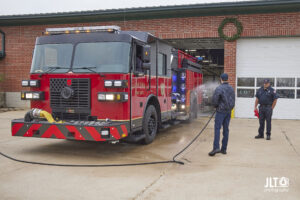 Spraying down engine